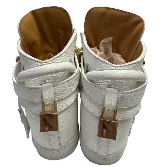 Buscemi Italian Leather Wedge Designer White 100MM Sneakers Gold Hardware IT 41 - Picture 3 of 8